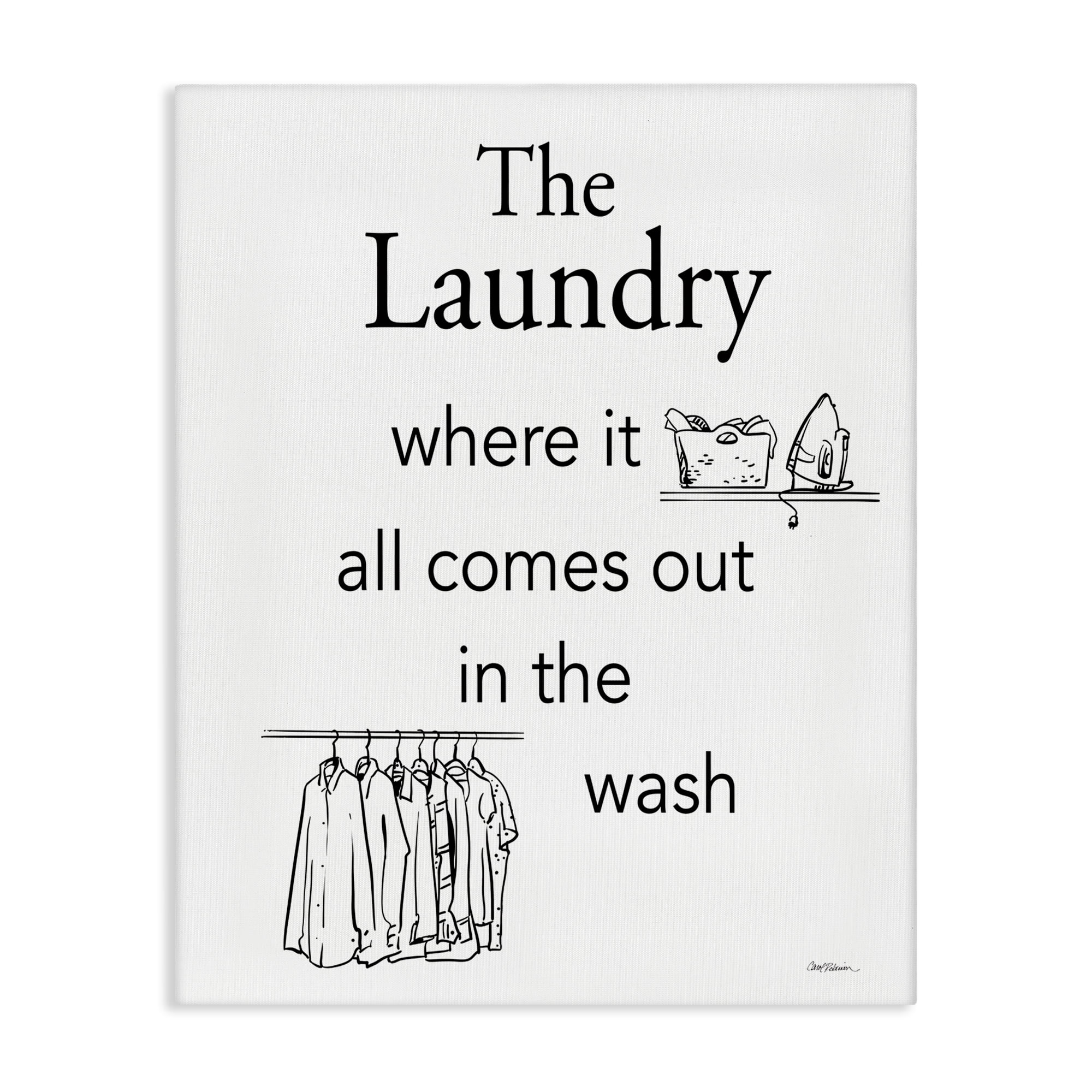 Stupell Industries All Comes Out Laundry Bath & Laundry Painting Wrapped Canvas Art Print Wall Art, 16 x 20