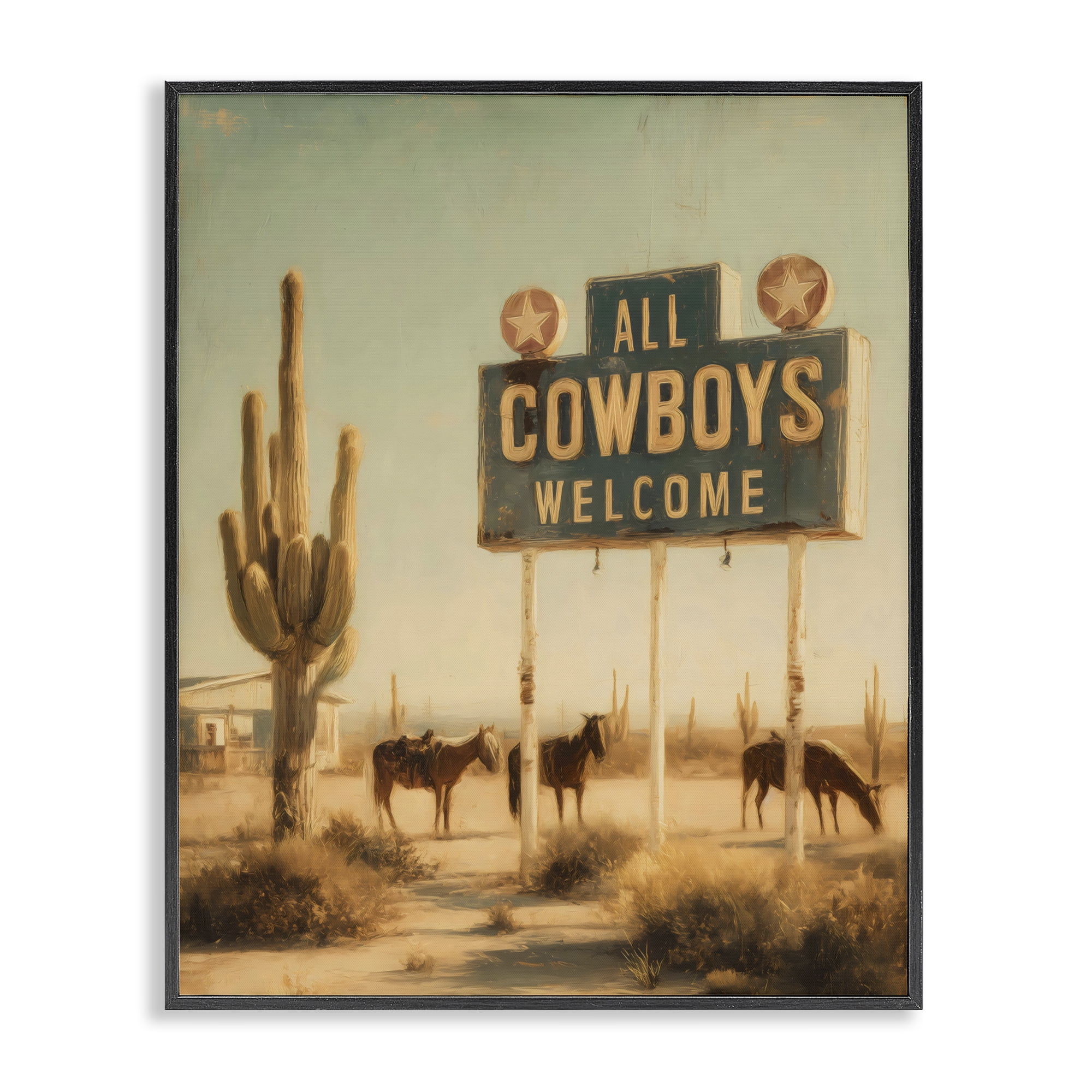 Stupell Industries All Cowboys Welcome Desert Black Framed Giclee Art, design by Arlington Prints