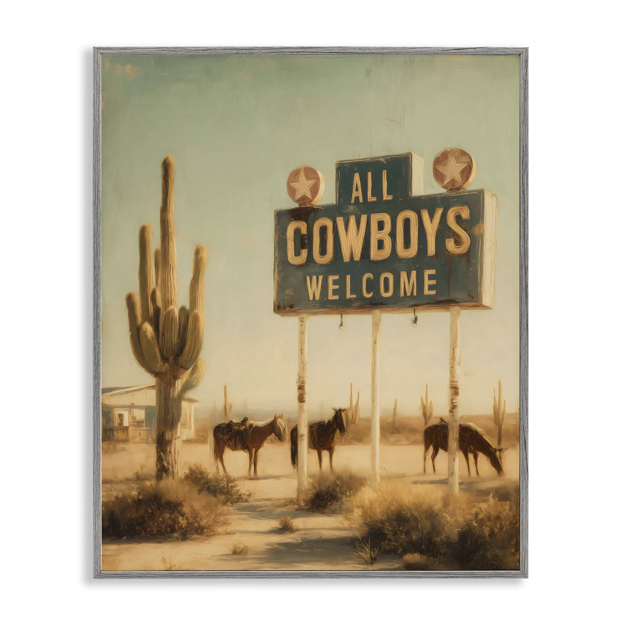 Stupell Industries All Cowboys Welcome Desert Gray Framed Giclee Art, design by Arlington Prints