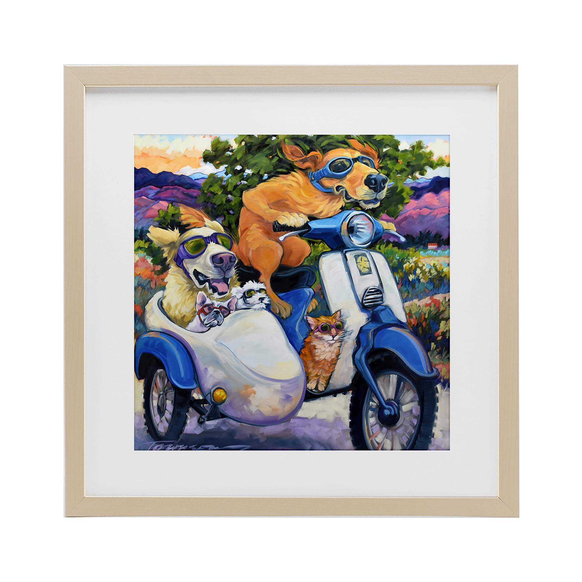 Stupell Industries All Doggled Up Sidecar Birch Framed Print Under Glass, design by CR Townsend