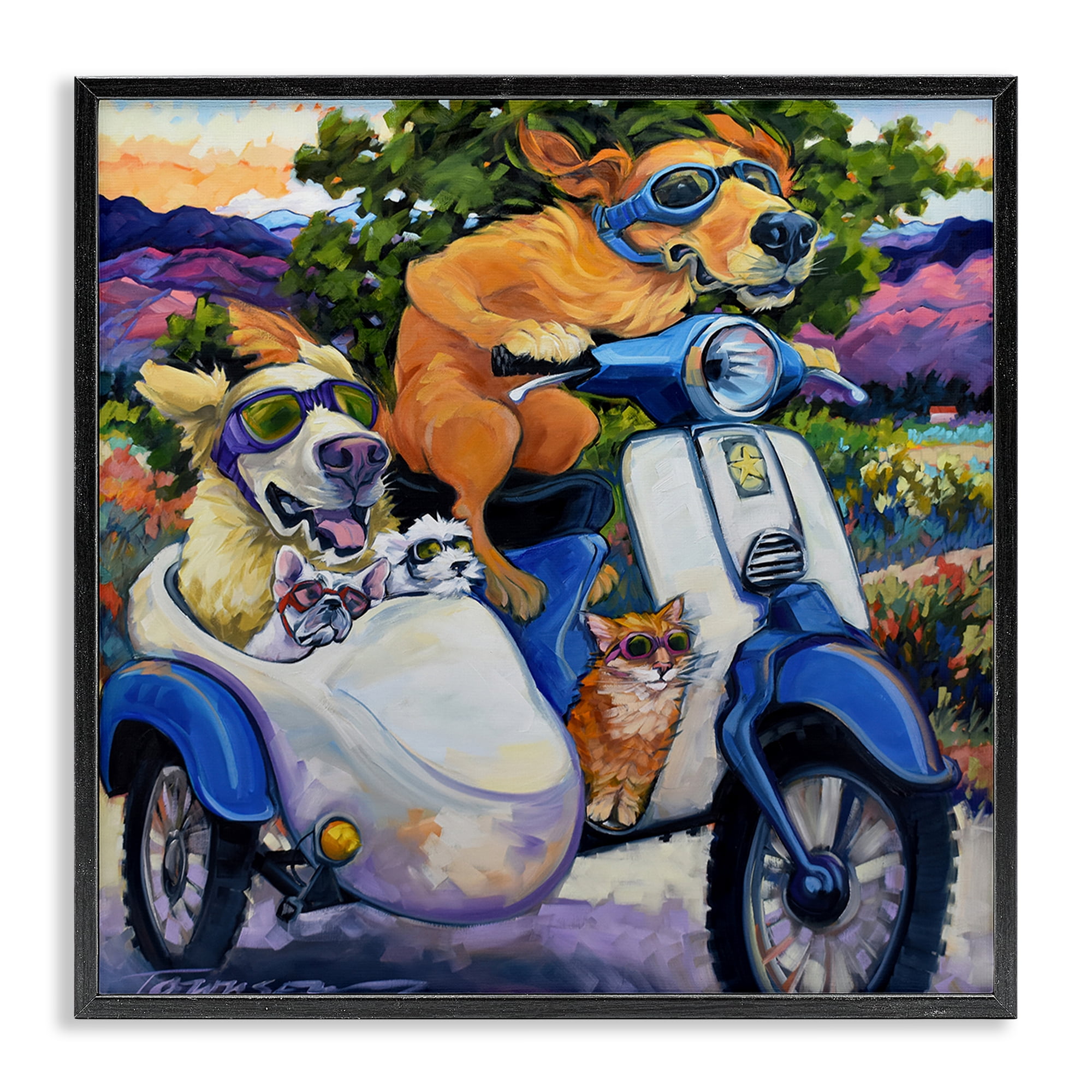 Stupell Industries All Doggled Up Sidecar Black Framed Giclee Art, design by CR Townsend