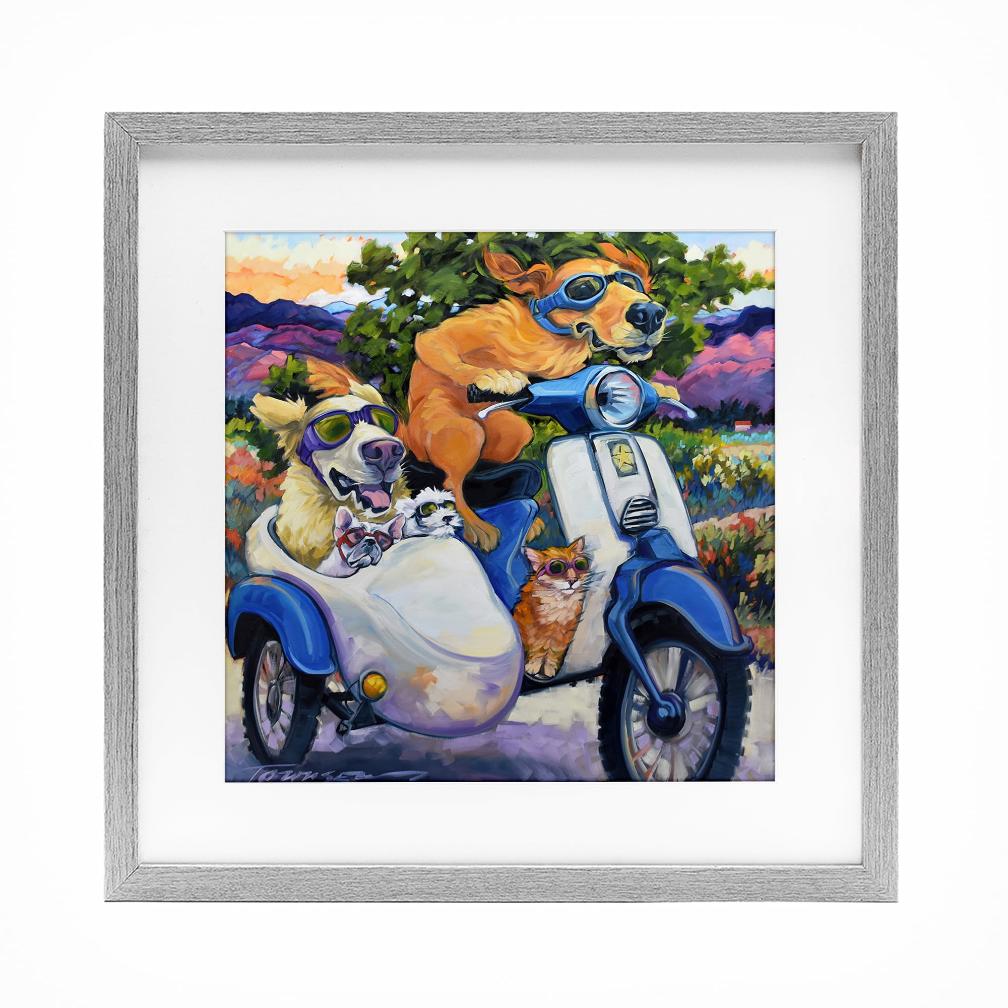 Stupell Industries All Doggled Up Sidecar Gray Framed Print Under Glass, design by CR Townsend