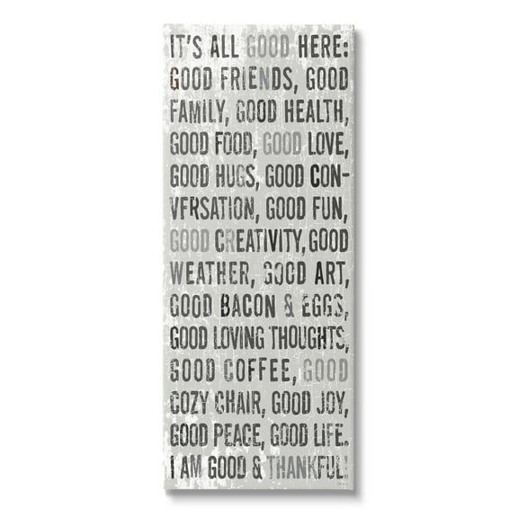 Stupell Industries All Good Here Phrases Inspirational Painting Gallery Wrapped Canvas Print Wall Art, 10 x 24