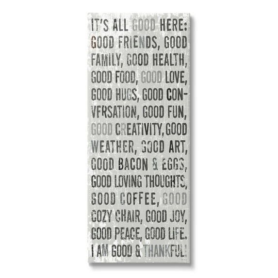 Stupell Industries All Good Here Phrases Inspirational Painting Gallery Wrapped Canvas Print Wall Art, 20 x 48