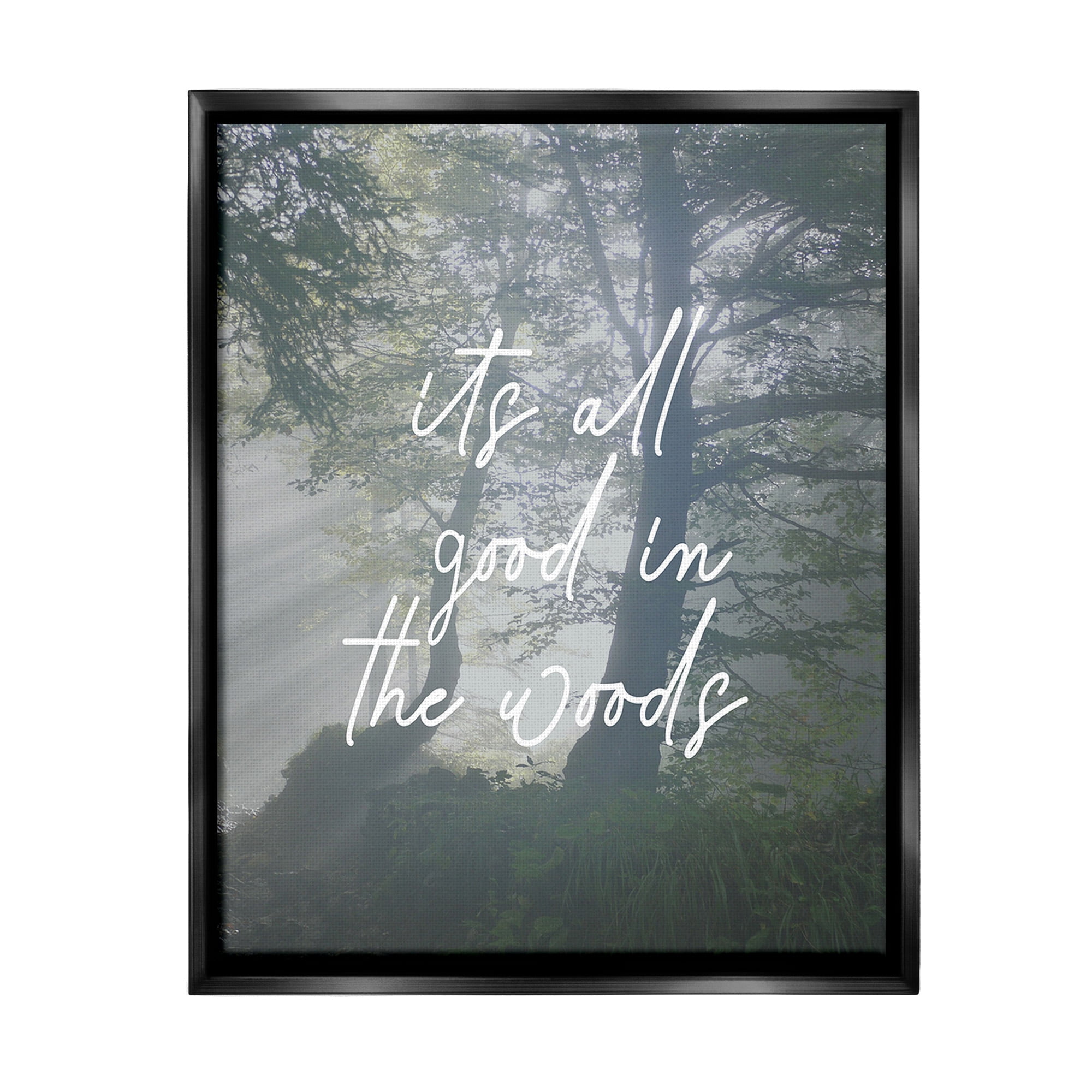 Stupell Industries All Good In Woods Landscape Painting Black Floater Framed Canvas Art Print Wall Art, 17 x 21