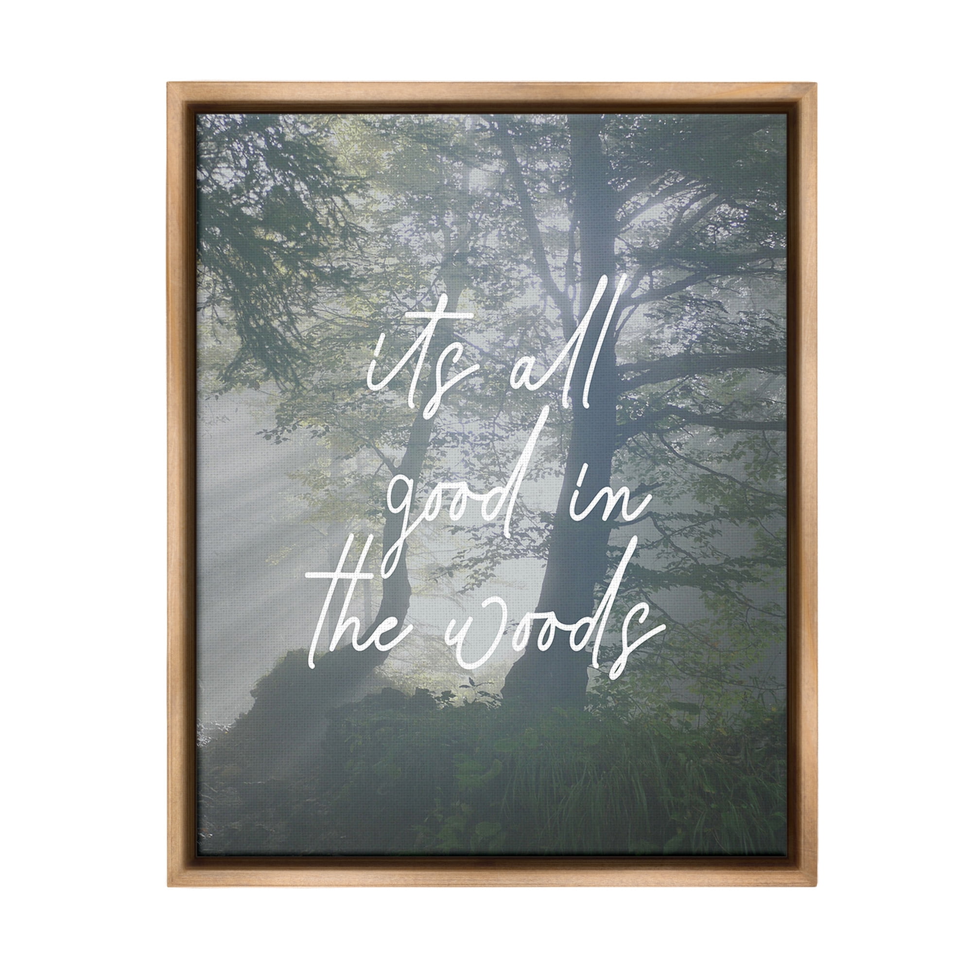 Stupell Industries All Good In Woods Landscape Painting Brown Floater Framed Canvas Art Print Wall Art, 17 x 21