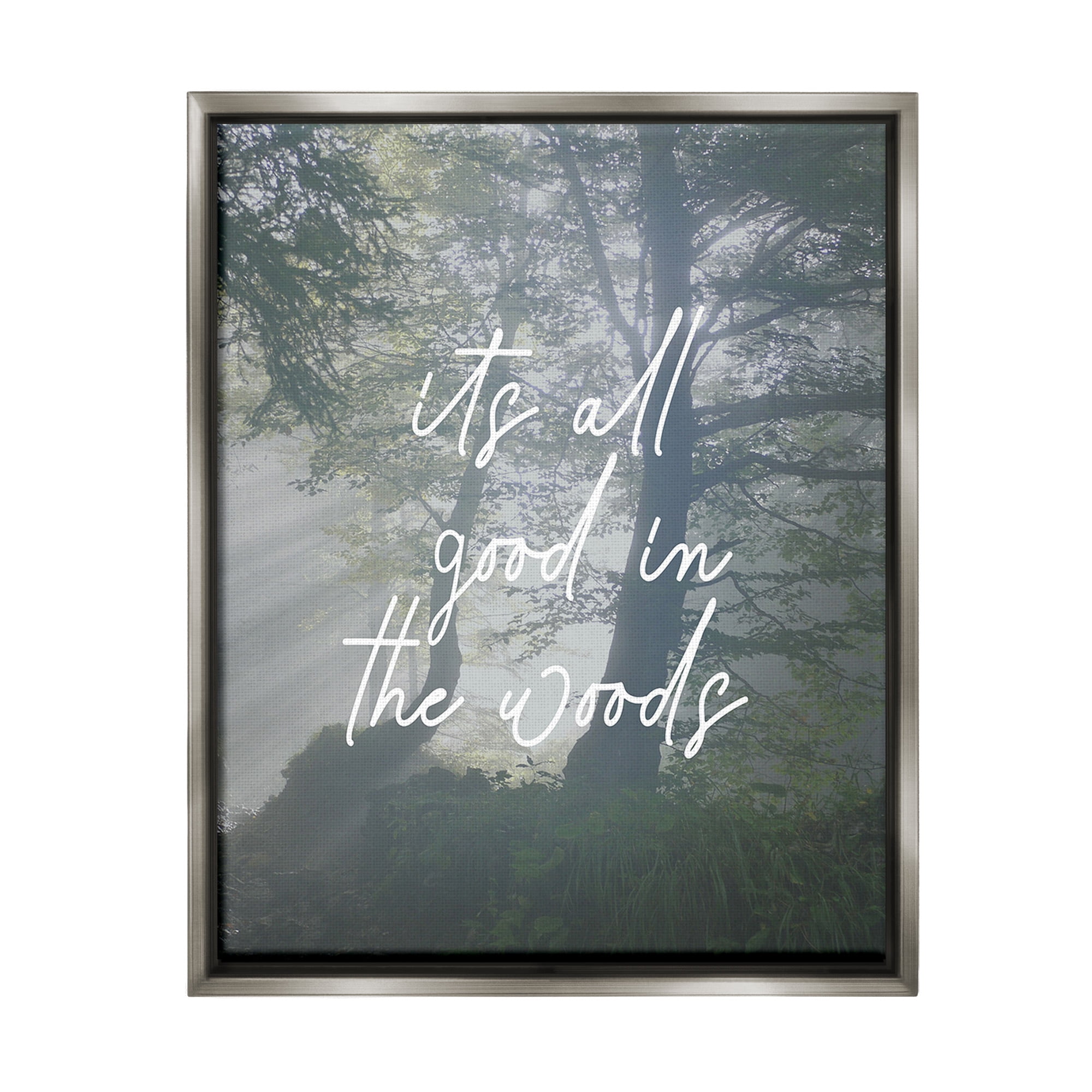 Stupell Industries All Good In Woods Landscape Painting Gray Floater Framed Canvas Art Print Wall Art, 17 x 21