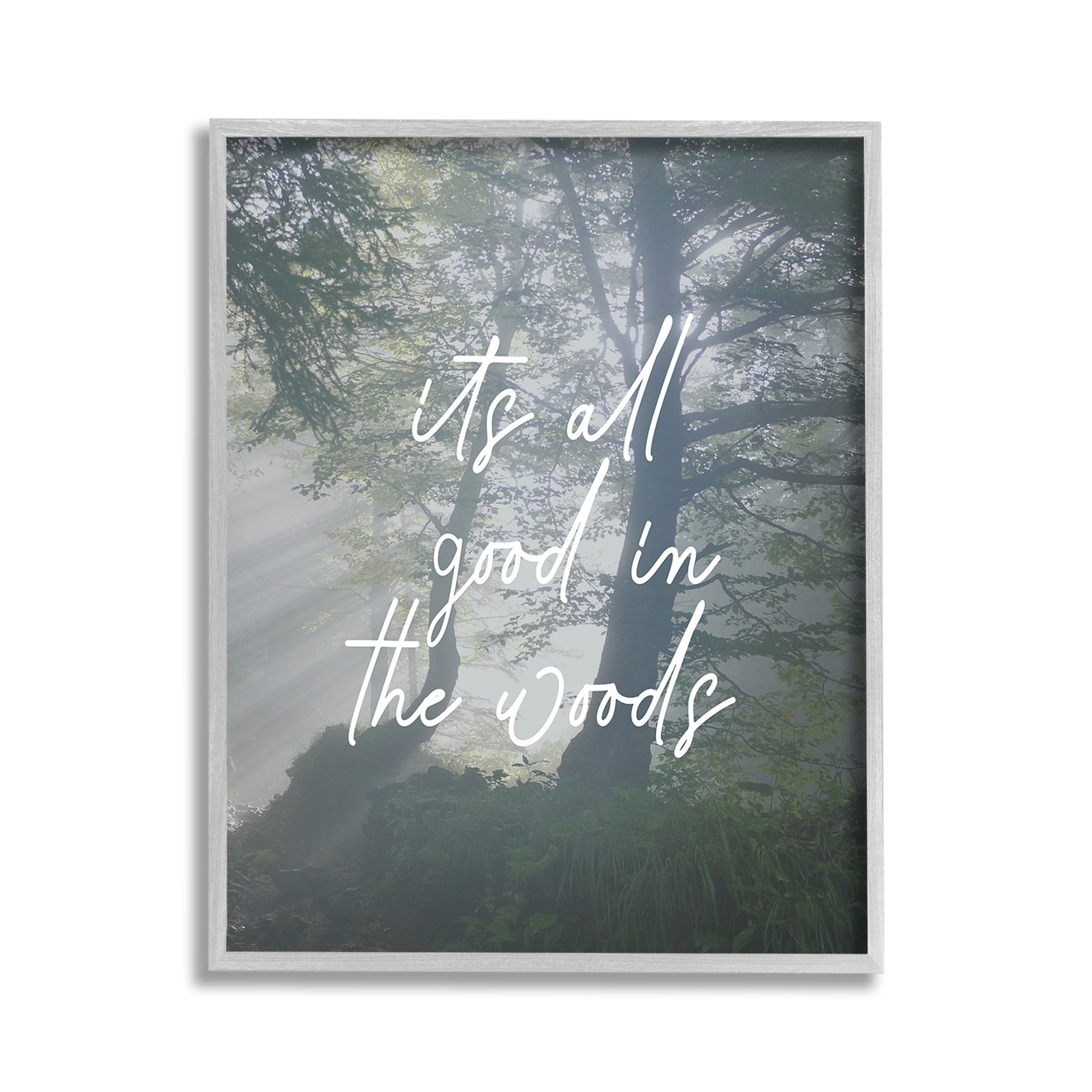 Stupell Industries All Good In Woods Landscape Painting Gray Framed Art Print Wall Art, 11 x 14