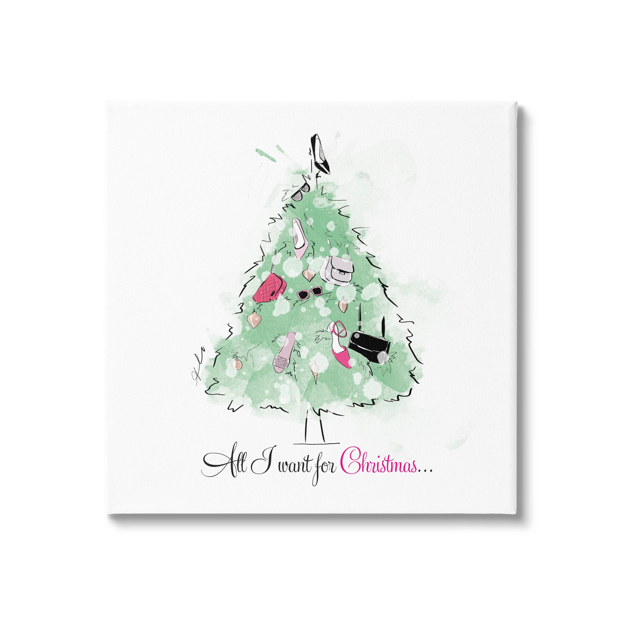 Stupell Industries All I want For Christmas Fashion Graphic Art Gallery Wrapped Canvas Print Wall Art, Design by Alison Petrie