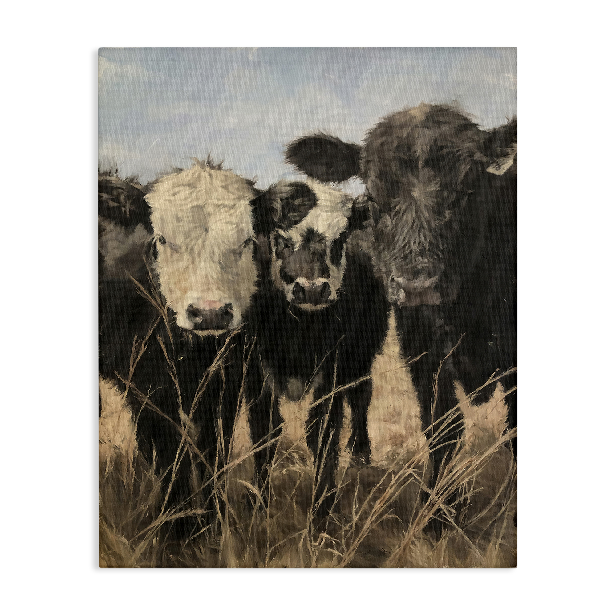 Stupell Industries All In Cow Family Animals Painting Wrapped Canvas Art Print Wall Art, 24 x 30