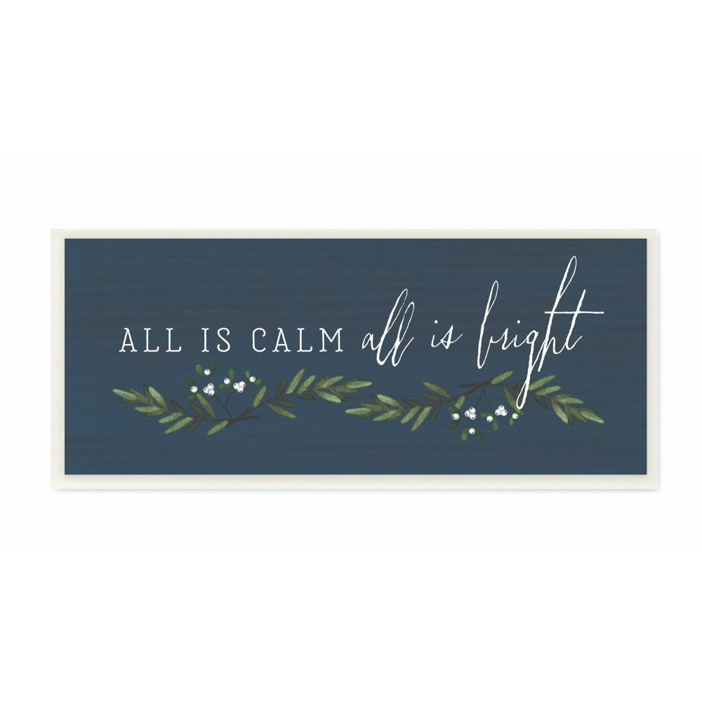 Stupell Industries All Is Calm Blue Holiday Christmas Word Design Wood Wall Art By Artist Tammy Apple