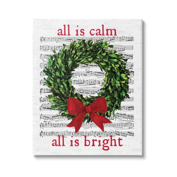 Stupell Industries All Is Calm Christmas Song Graphic Art Gallery Wrapped Canvas Print Wall Art, Design by Lettered and Lined