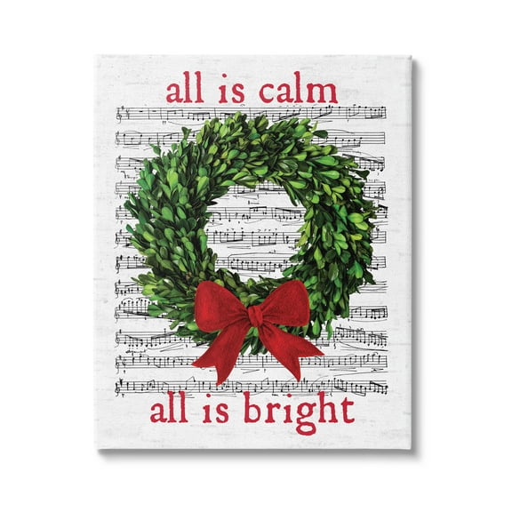 Stupell Industries All Is Calm Christmas Song Graphic Art Gallery Wrapped Canvas Print Wall Art, Design by Lettered and Lined