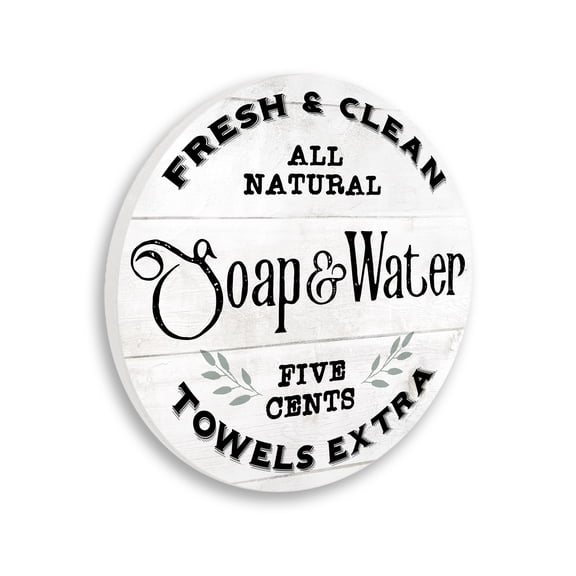 Stupell Industries All Natural Soap & Water Vintage Farmhouse Bathroom Sign,12 x 12,Design By Lil' Rue