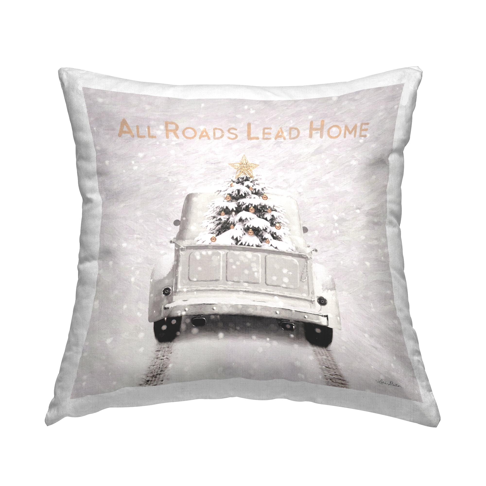 Stupell Industries All Roads Lead Home Christmas Tree Printed Throw Pillow Design by Lori Deiter