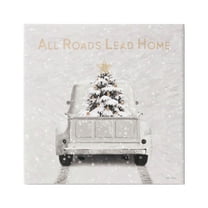 Stupell Industries All Roads Lead Home Holiday Painting Gallery Wrapped Canvas Print Wall Art, 17 x 17