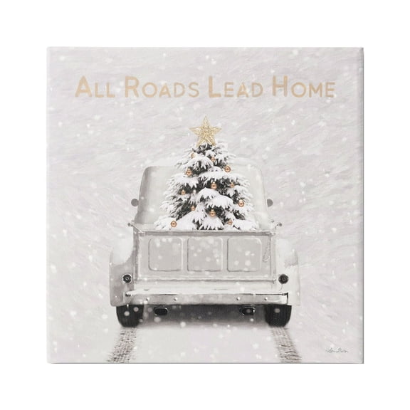 Stupell Industries All Roads Lead Home Holiday Painting Gallery Wrapped Canvas Print Wall Art, 17 x 17