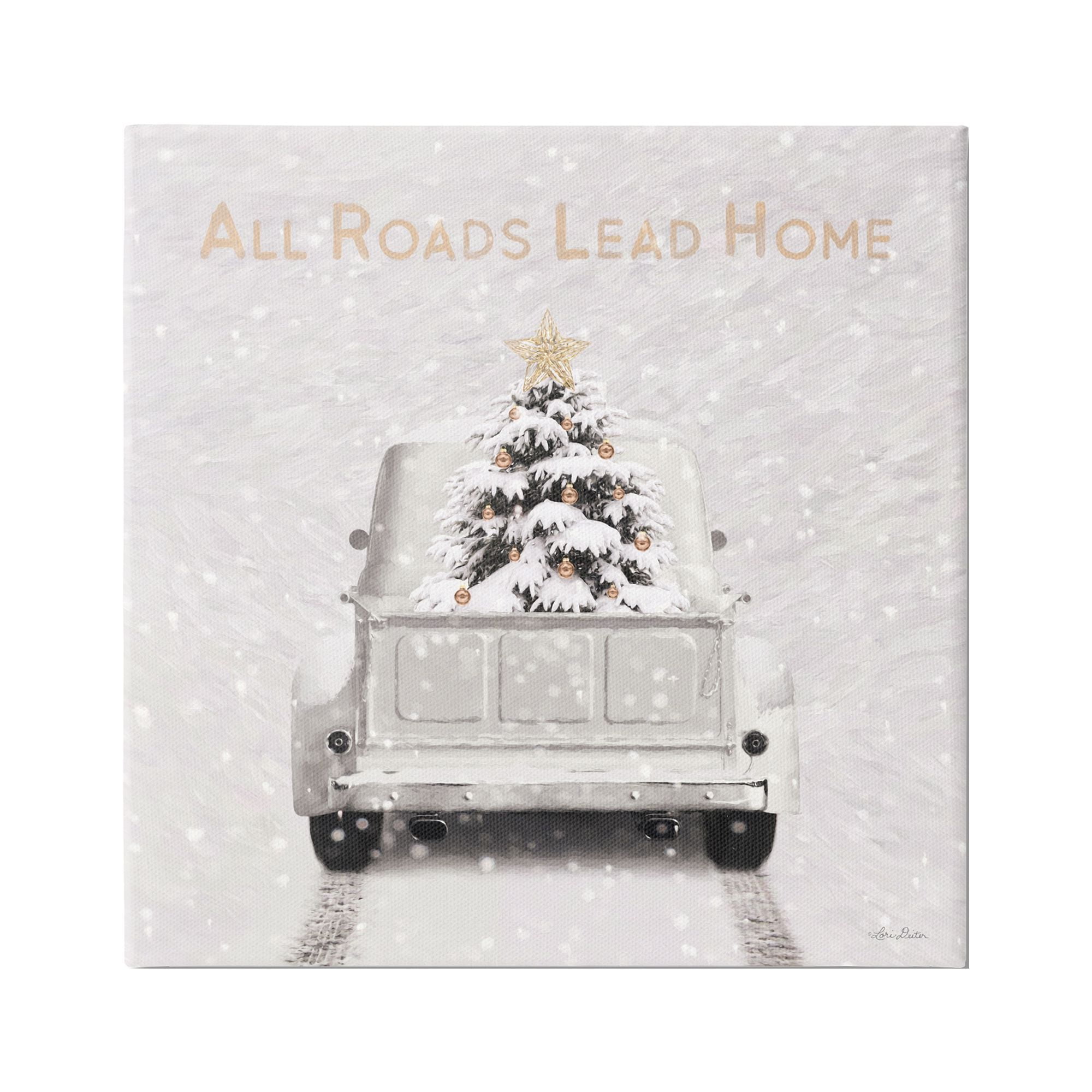 Stupell Industries All Roads Lead Home Holiday Painting Gallery Wrapped Canvas Print Wall Art, 30 x 30