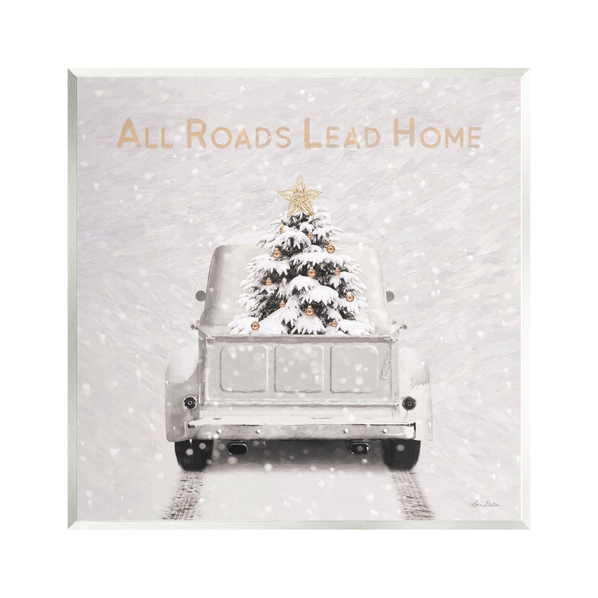 Stupell Industries All Roads Lead Home Holiday Painting Unframed Art Print Wall Art, 12 x 12