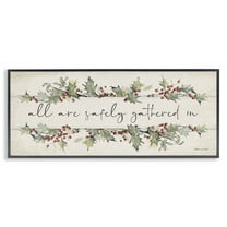 Stupell Industries All Safely Gathered Phrase Holiday Painting Black Framed Art Print Wall Art, 24 x 10