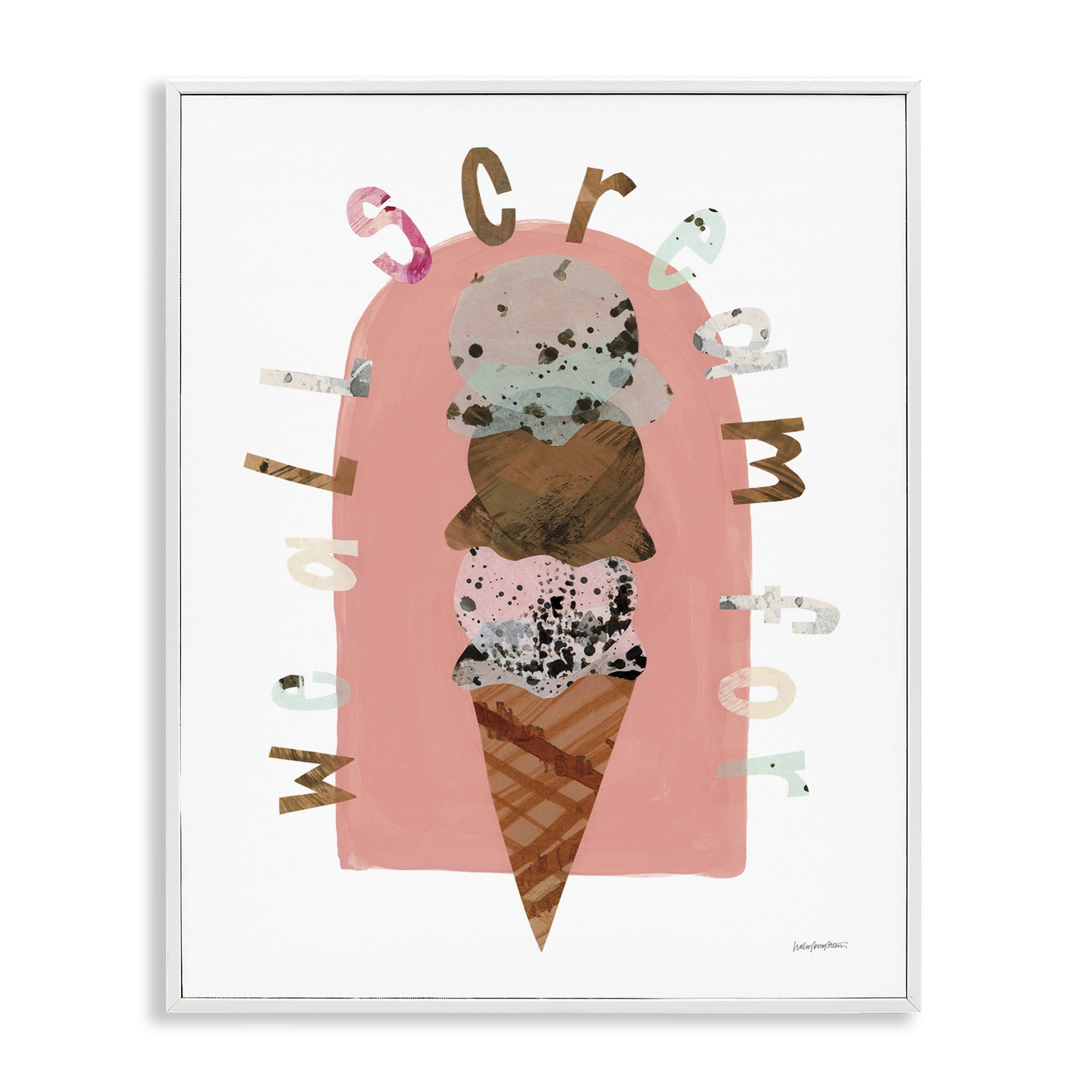Stupell Industries All Scream For Ice Cream Food & Beverage Painting White Framed Art Print Wall Art, 24 x 30