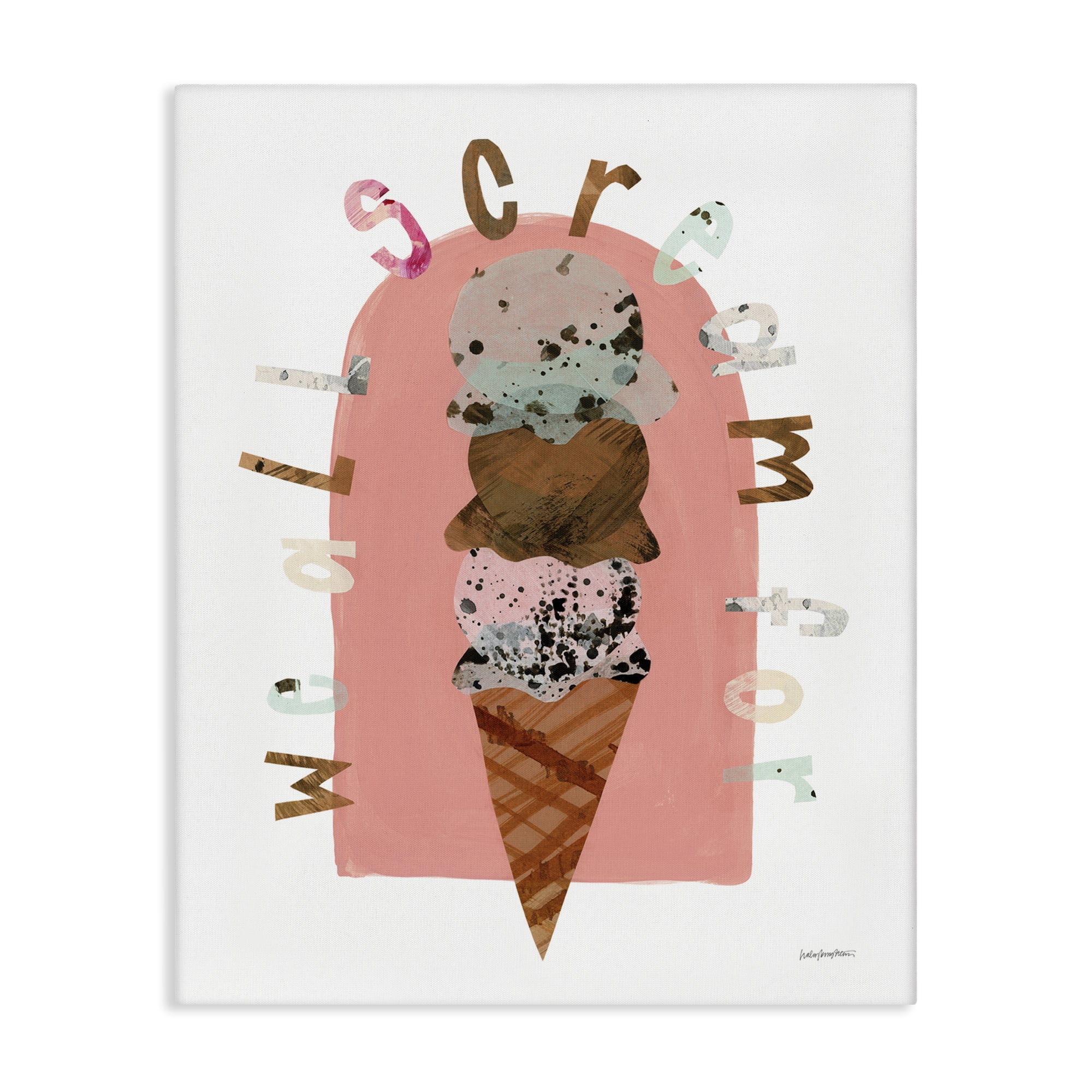 Stupell Industries All Scream For Ice Cream Food & Beverage Painting Wrapped Canvas Art Print Wall Art, 16 x 20