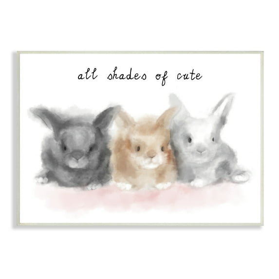 Stupell Industries All Shades of Cute Phrase Three Baby Bunnies, 13 x 19, Designed by Daphne Polselli
