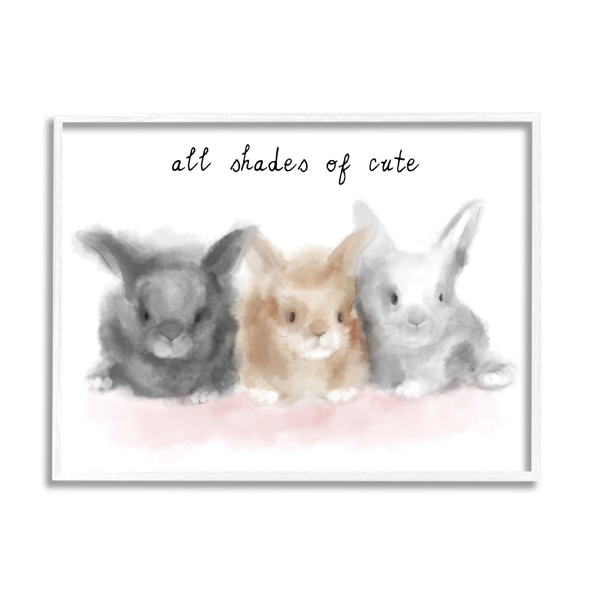 Stupell Industries All Shades of Cute Phrase Three Baby Bunnies Modern Painting White Framed Art Print Wall Art, 24 x 30, Design by Daphne Polselli
