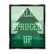 Stupell Industries All Spruced Up Holiday Pun Holiday Painting Black Floater Framed Canvas Art Print Wall Art, 17 x 21