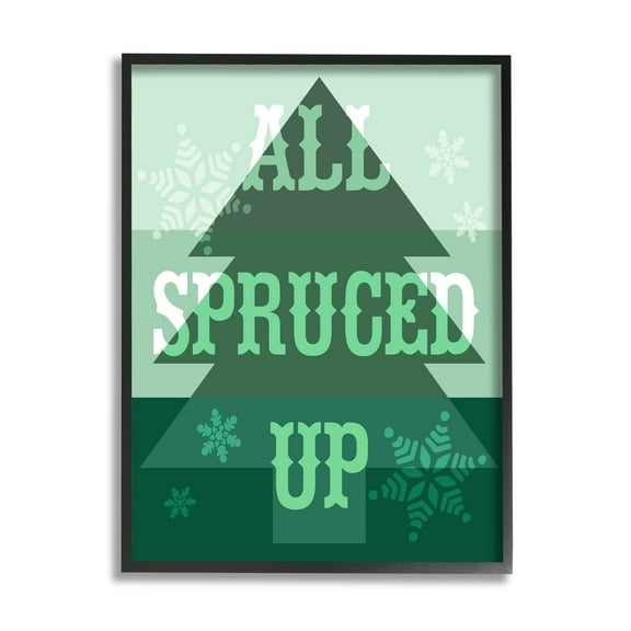 Stupell Industries All Spruced Up Holiday Pun Holiday Painting Black Framed Art Print Wall Art, 11 x 14