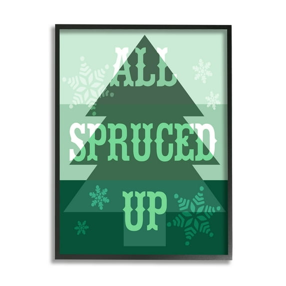 Stupell Industries All Spruced Up Holiday Pun Holiday Painting Black Framed Art Print Wall Art, 11 x 14