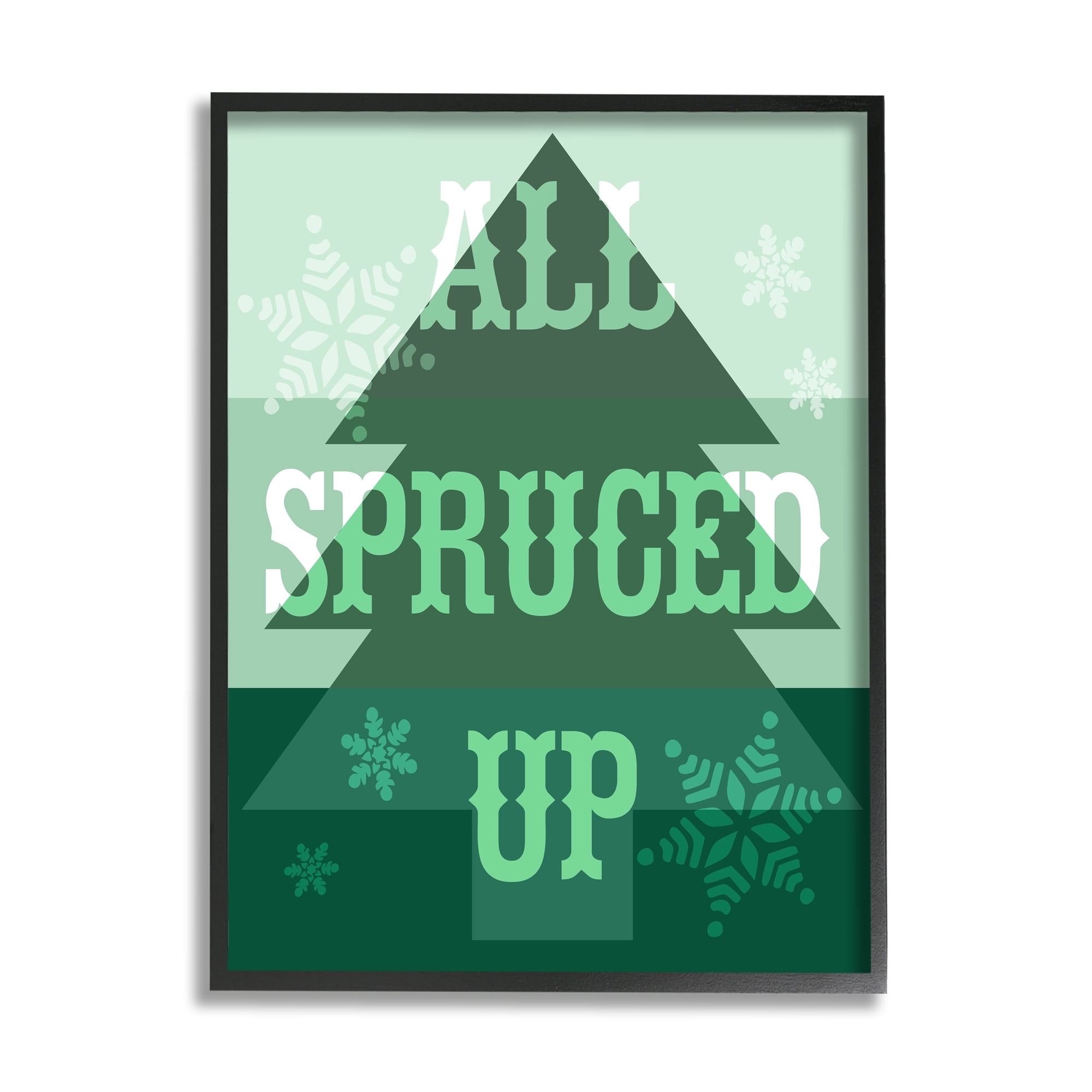 Stupell Industries All Spruced Up Holiday Pun Holiday Painting Black Framed Art Print Wall Art, 24 x 30