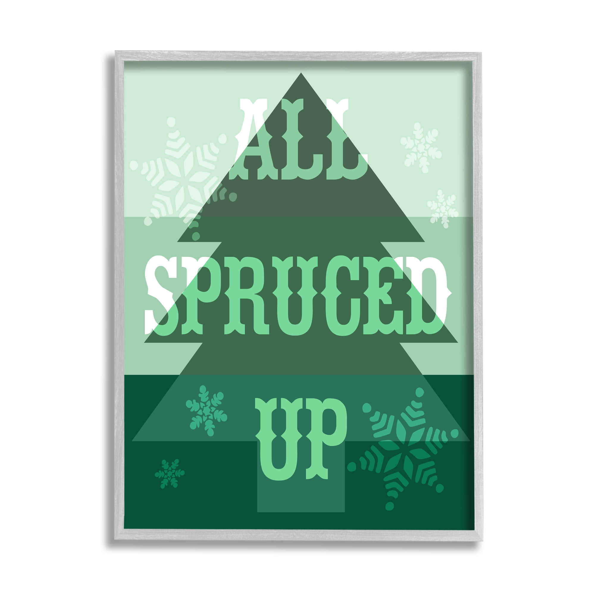 Stupell Industries All Spruced Up Holiday Pun Holiday Painting Gray Framed Art Print Wall Art, 24 x 30