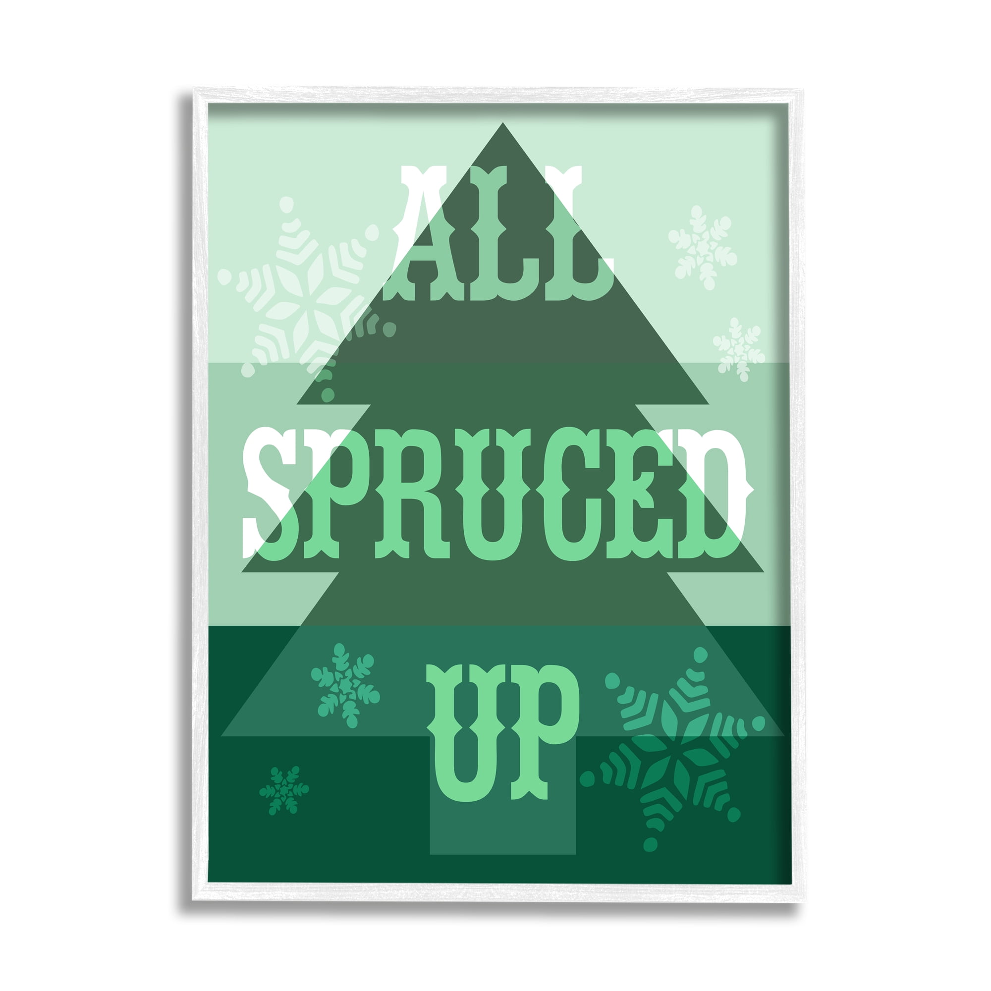 Stupell Industries All Spruced Up Holiday Pun Holiday Painting White Framed Art Print Wall Art, 24 x 30