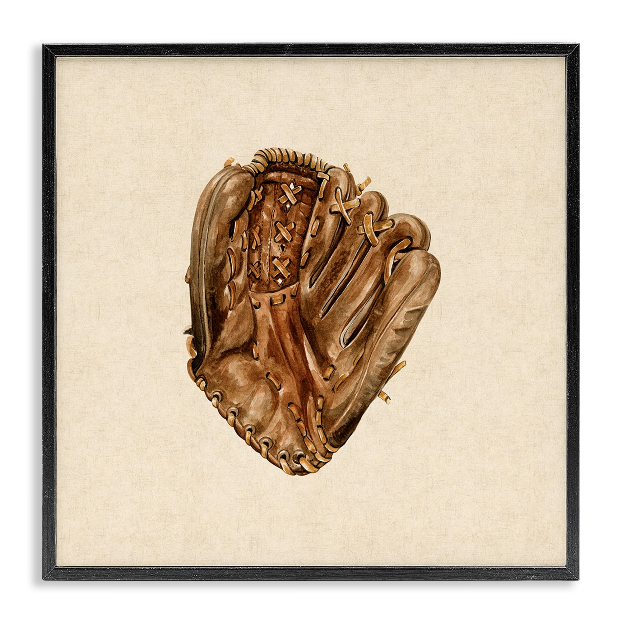 Stupell Industries All Star Baseball Glove Black Framed Giclee Art, design by Bethany Sandoval