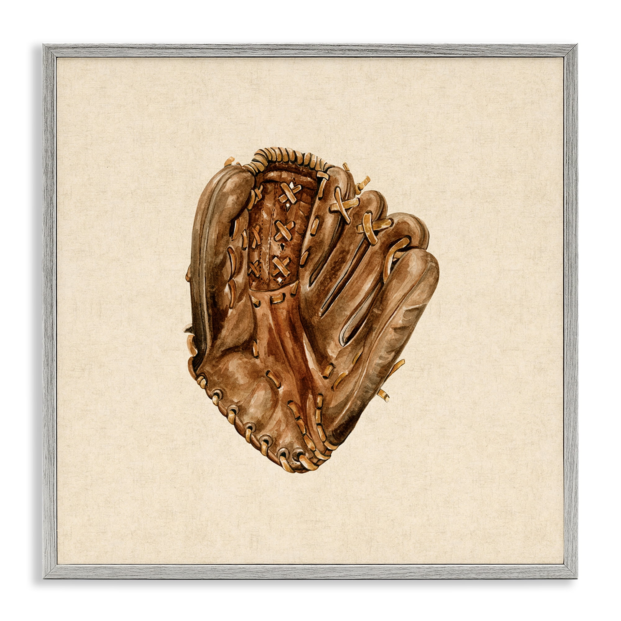 Stupell Industries All Star Baseball Glove Gray Framed Giclee Art, design by Bethany Sandoval