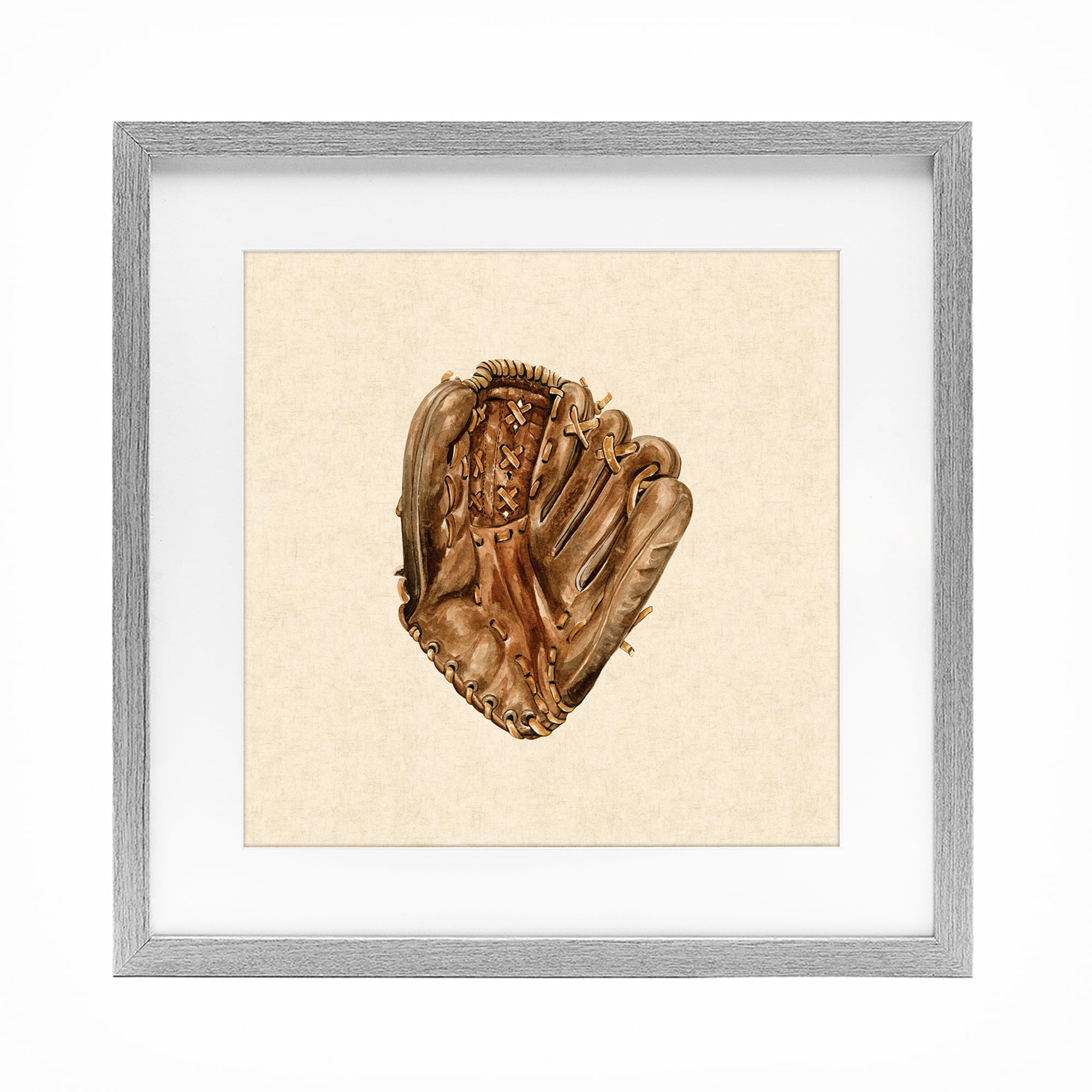 Stupell Industries All Star Baseball Glove Gray Framed Print Under Glass, design by Bethany Sandoval