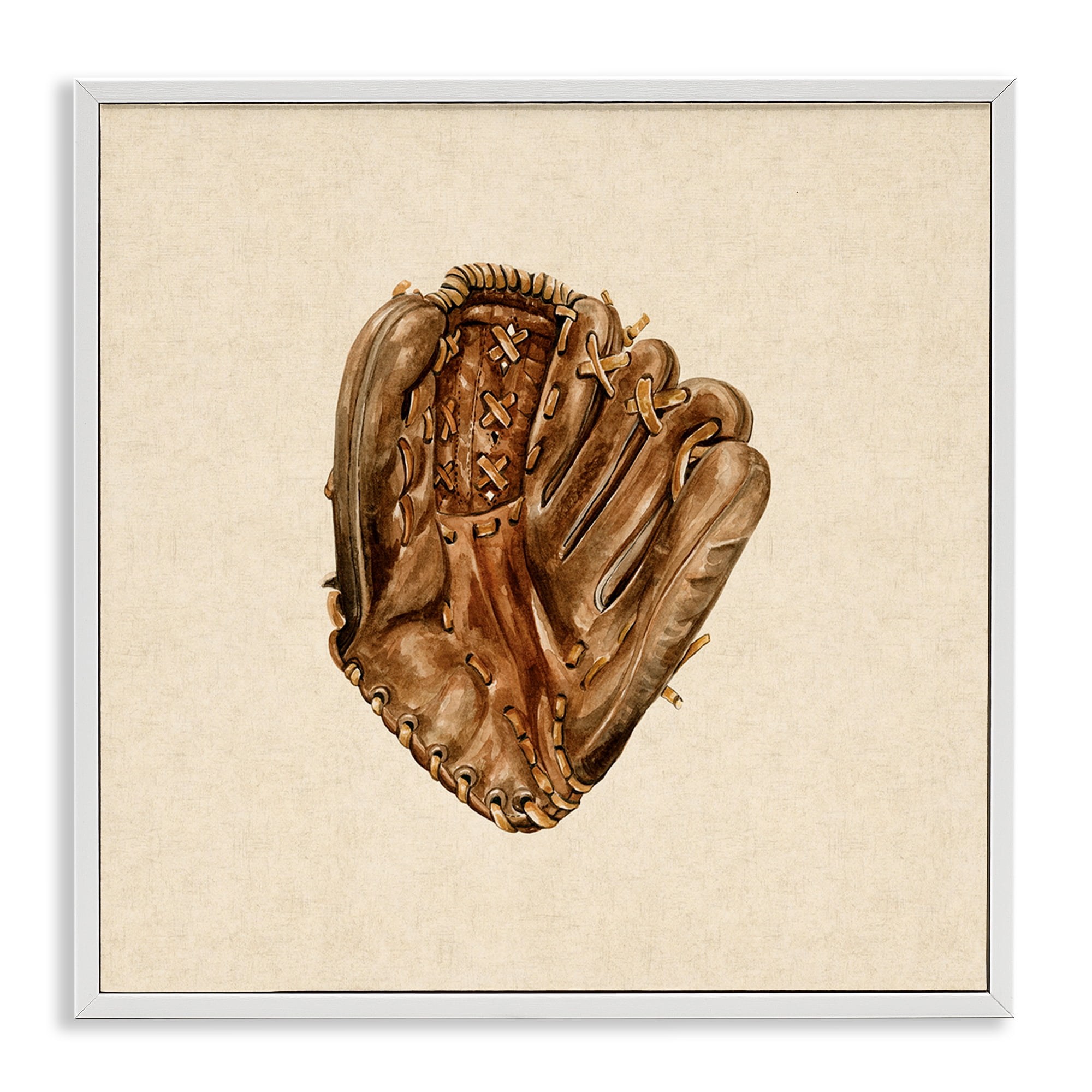 Stupell Industries All Star Baseball Glove White Framed Giclee Art, design by Bethany Sandoval