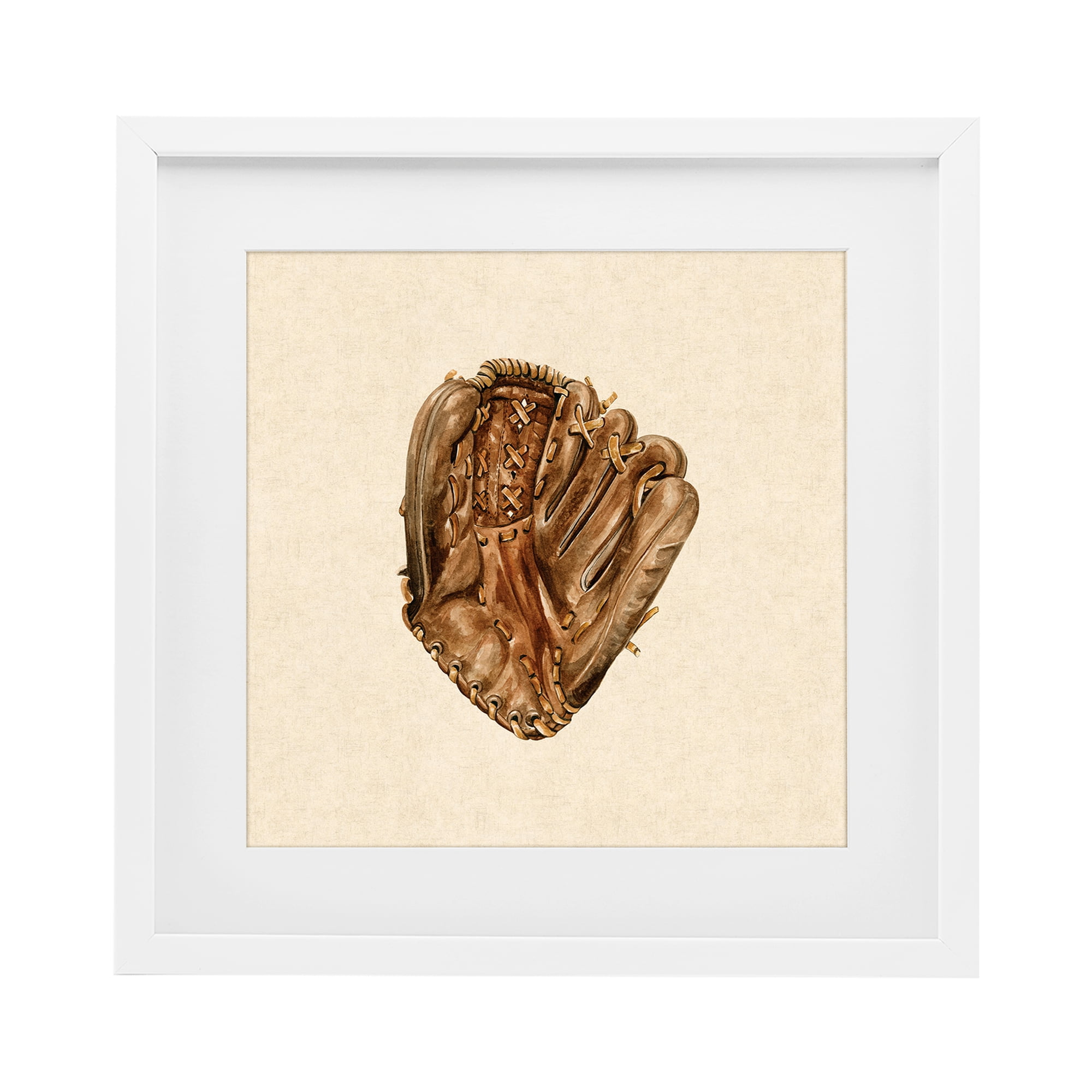 Stupell Industries All Star Baseball Glove White Framed Print Under Glass, design by Bethany Sandoval