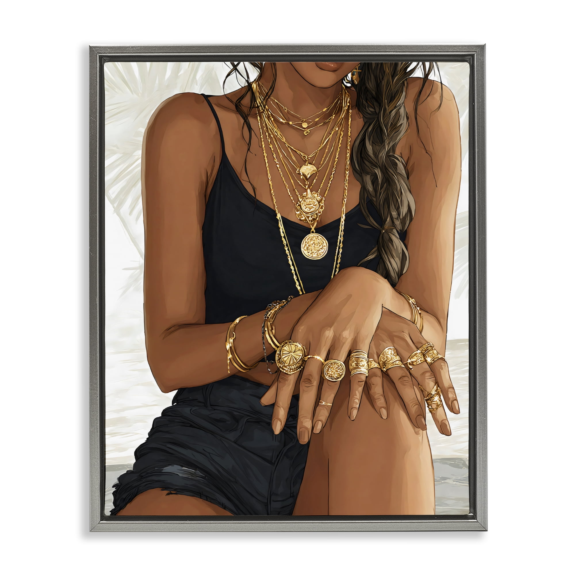 Stupell Industries All The Bling Adornments Gray Framed Floater Canvas Wall Art, design by Franklyn Gregory