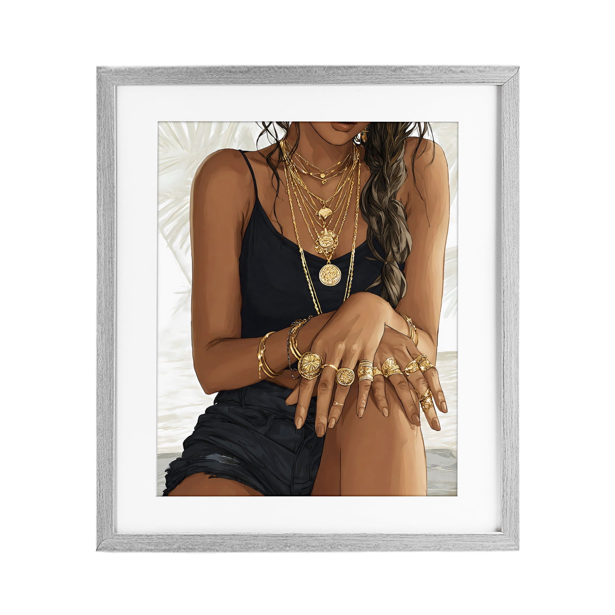 Stupell Industries All The Bling Adornments Gray Framed Print Under Glass, design by Franklyn Gregory