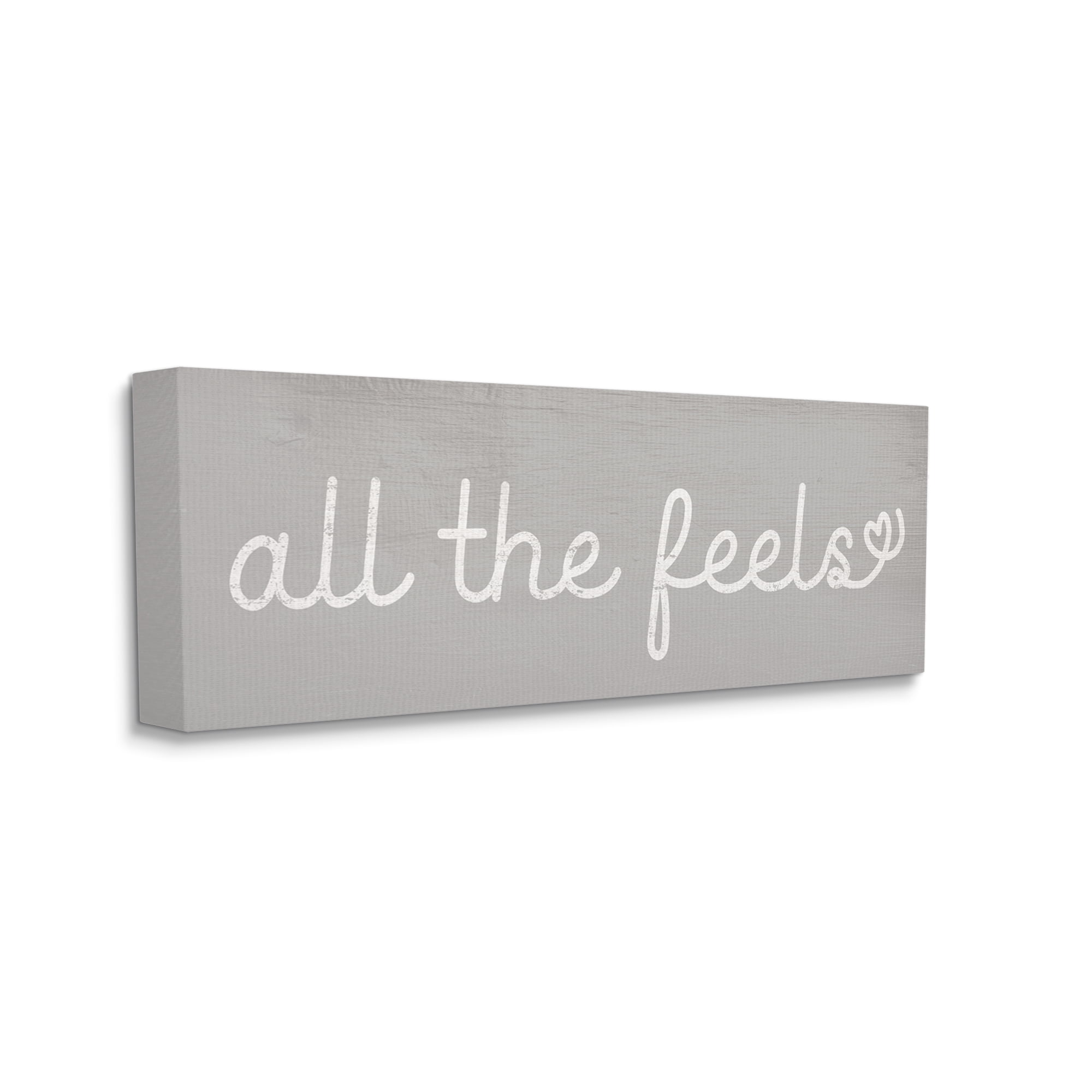 Stupell Industries All The Feels Cute Phrase Heart Icon Typography, 10 x 24, Designed by Daphne Polselli