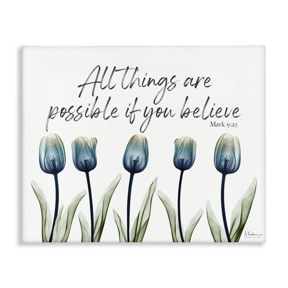 Stupell Industries All Things Possible Tulips Religious Painting Gallery Wrapped Canvas Art Print Wall Art, 20 x 16