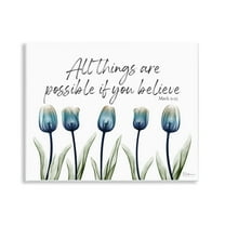 Stupell Industries All Things Possible Tulips Religious Painting Unframed Art Print Wall Art, 14 x 11