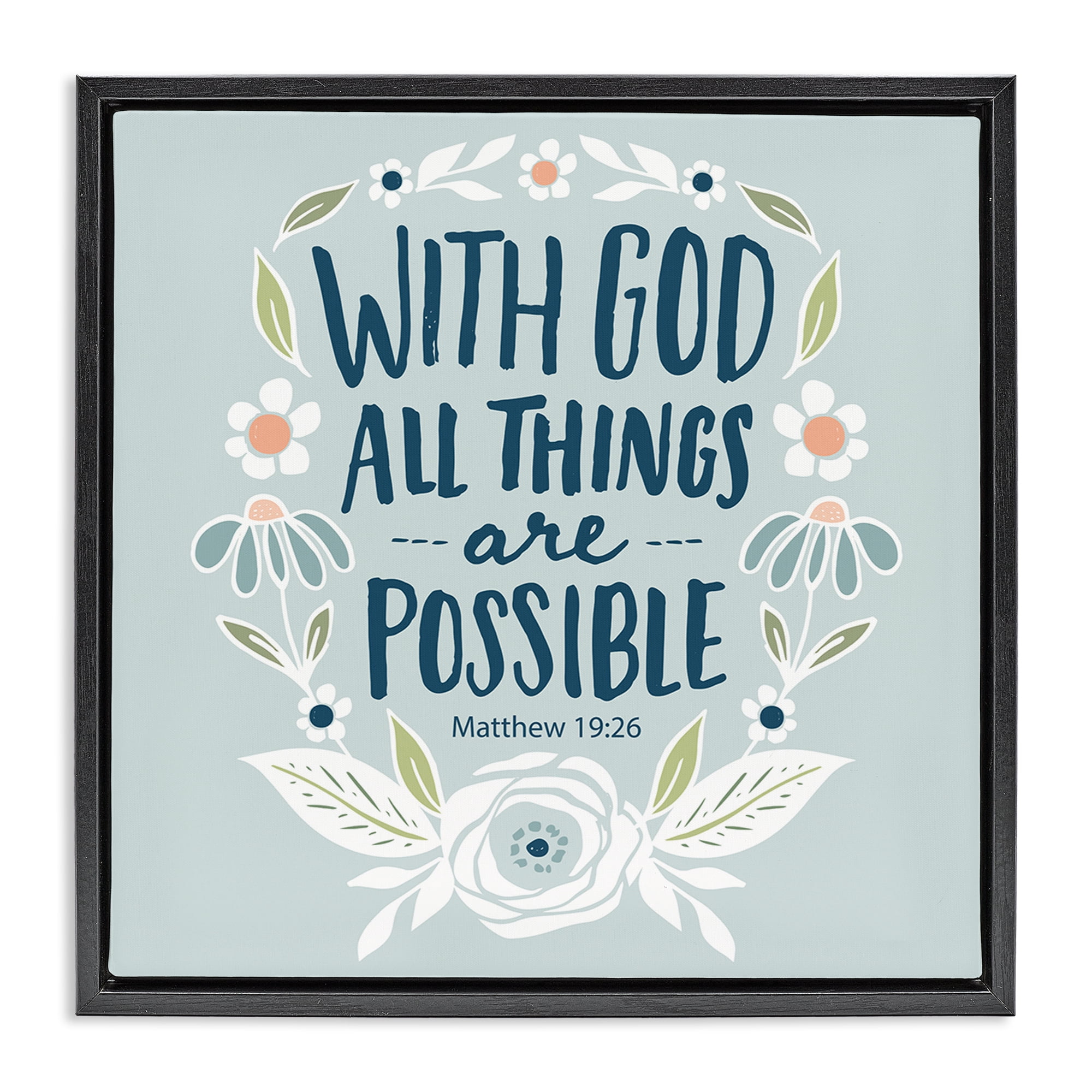 Stupell Industries All Things Possible Verse Religious Painting Black Floater Framed Art Print Wall Art, 25 x 25