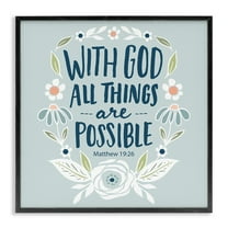 Stupell Industries All Things Possible Verse Religious Painting Black Framed Art Print Wall Art, 12 x 12