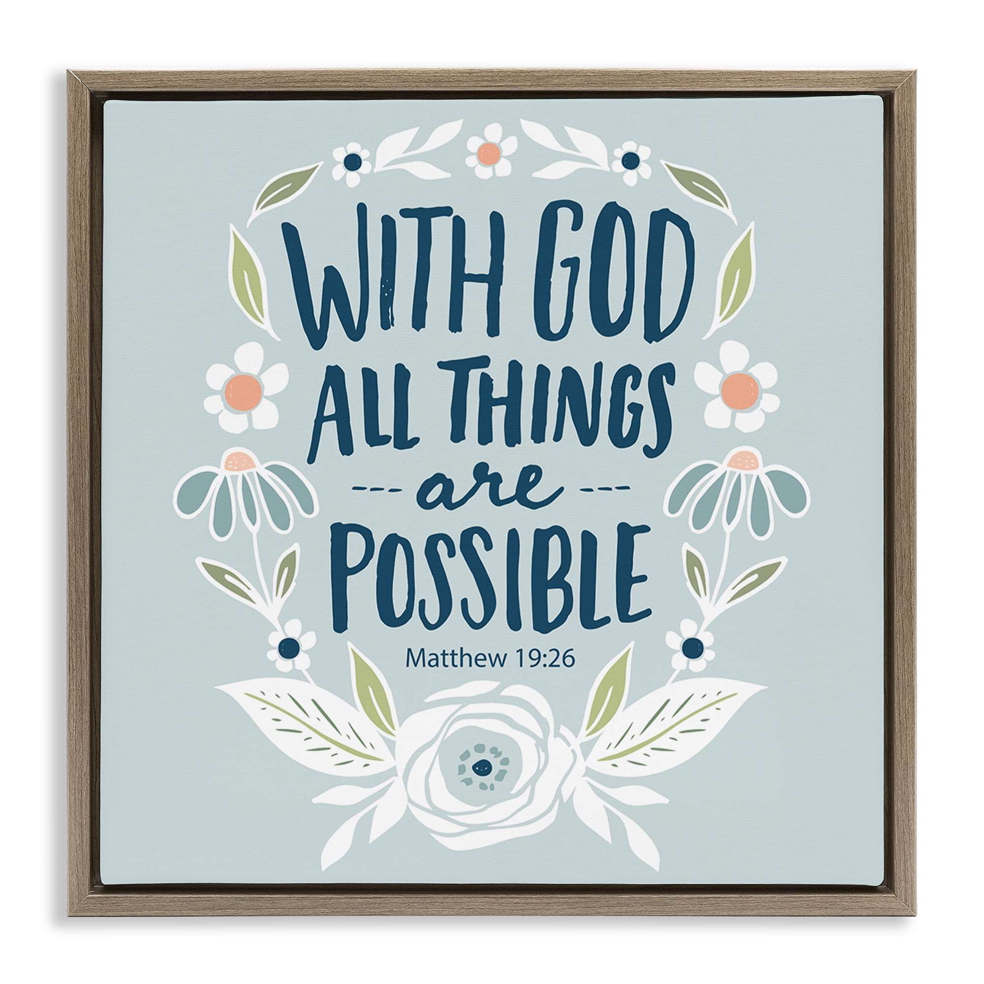 Stupell Industries All Things Possible Verse Religious Painting Brown Floater Framed Art Print Wall Art, 18 x 18