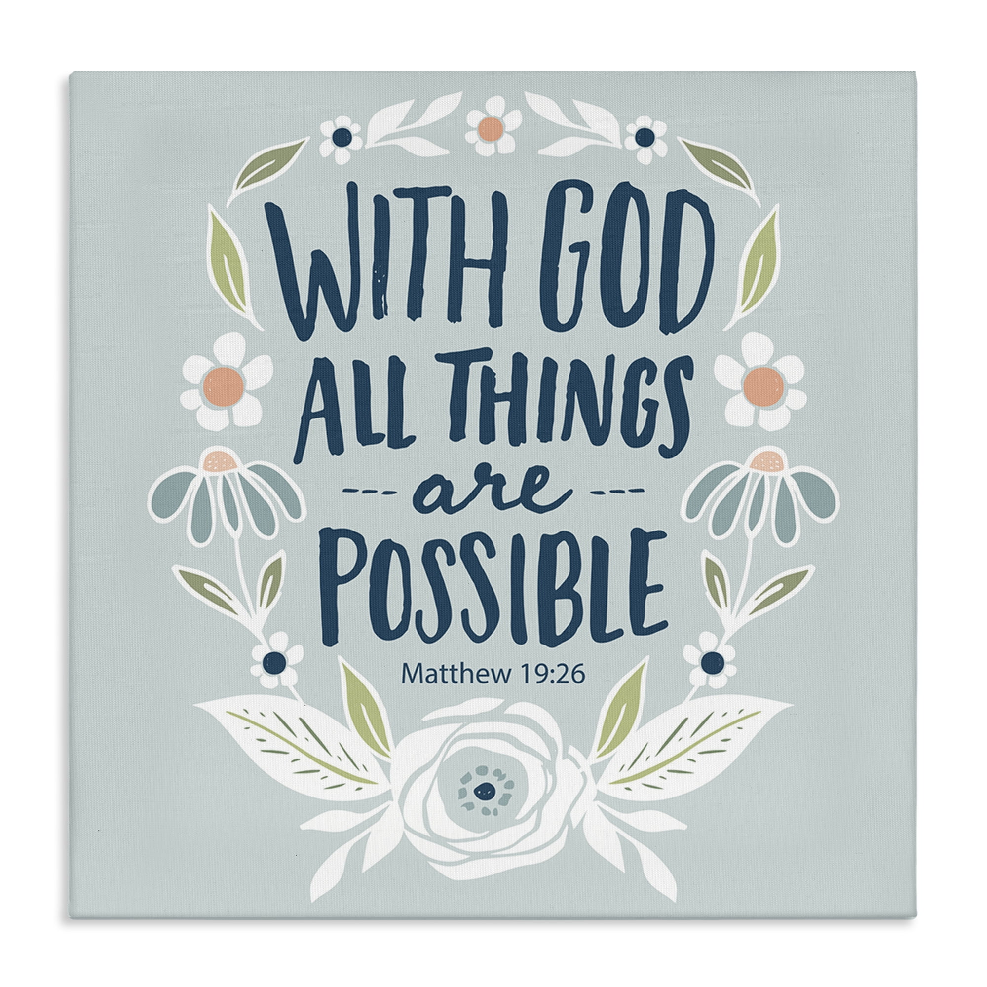 Stupell Industries All Things Possible Verse Religious Painting Gallery Wrapped Canvas Art Print Wall Art, 30 x 30