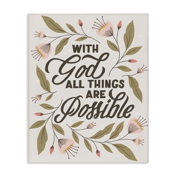 Stupell Industries All Things Possible With God Spiritual Painting Wrapped Canvas Canvas Art Print Wall Art, 30 x 40