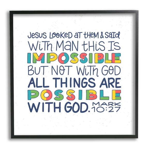 Stupell Industries All Things Possible with God Mark 10:27 Proverbs, 12 x 12, Design by Raye Allison Creations